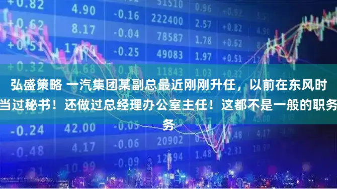 弘盛策略 一汽集团某副总最近刚刚升任，以前在东风时当过秘书！还做过总经理办公室主任！这都不是一般的职务