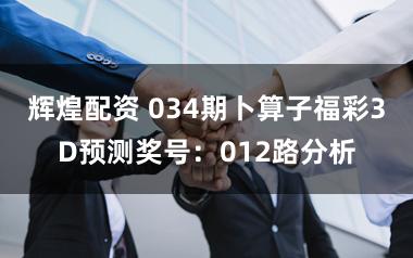 辉煌配资 034期卜算子福彩3D预测奖号：012路分析