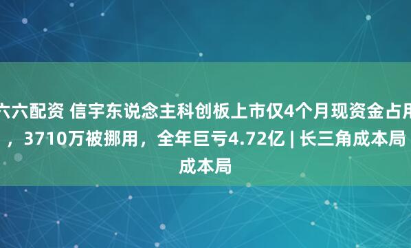六六配资 信宇东说念主科创板上市仅4个月现资金占用，3710万被挪用，全年巨亏4.72亿 | 长三角成本局